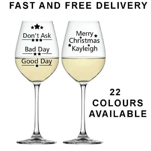 Personalised Christmas Sticker Set for Wine Glass Funny Xmas DIY 22 Colours